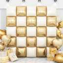 Sand White Gold Square Foil Balloon Wall,25Pcs Double Sided Foil Balloons Backdrop Helium Tunnel Arch Garland Kit for Birthday New Year Bridal Wedding Anniversary Baby Shower Party Decorations