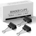 Eclirgan 1.2-Inch Medium Paper Clamp with Heavy-Duty/Rust-Resistant/Folding,96-Pack Thick Metal Binder Clip in 8 BoxesBlack Paper Clips Set for DIY/Crafts/File/Paperwork