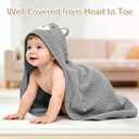 4 PCS Muslin Baby Bath Towels Set, 100% Cotton 2 PCS Animal Hooded Baby Towels 32x32 Inch & 2 PCS Washcloths, Ultra Absorbent & Soft Infant Newborn Essentials Gifts for Boys & Girls, Dinosaur & Bear
