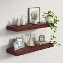 Fun Memories 9 Inch Deep Floating Shelves, Rustic Solid Wood Floating Shelf 30 Inch Long, 30 x 9 Wide Bathroom Shelves for Storage & Display, Red Brown