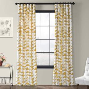 HPD Half Price Drapes Modern Triangular Geometric Printed Curtains Cotton Curtains 96 Inches Long (1 Panel) Room Darkening Curtains for Bedroom & Living Room, 50W x 96L, Triad Geometric Gold