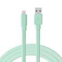 TalkWorks Flat Lightning Charging Cable - Compatible with iPhone 14/13/12/11/XR/XS/8/7/6/5 - 7' Mint Green Charger Cord