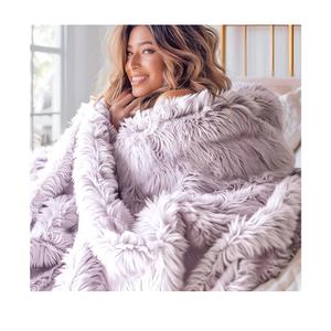 Bedsure GentleSoft Fluffy Lavender Purple Blankets Queen Size for Bed, Thick Sherpa Faux Fur Fleece Fuzzy Plush Winter Warm Soft Queen Blankets, Bedroom Purple Decor Cozy Gifts for Women Men, 90x90