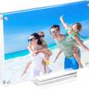 1 Pack Acrylic Picture Frame 1114 Clear Double Sided Magnetic Photo Frame - Frameless Baby Friend Family Picture Desktop Display with Support Stand and Gift Boxes