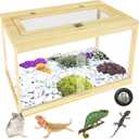 Reptile Terrarium 28 Gallon, Snake Enclosure, Lizard, Leopard Gecko Tank With Openable Metal Mesh, Lockable Bearded Dragon Enclosure, Front Opening Cage (Wood, 24" x 16" x 16") (28 Gallon (24" L x 16" W x 16" H))