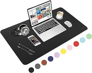 WisFox Mouse Pad, Leather Desk Pad Protector, Office Desk Mat, Non-Slip PU Leather Desk Blotter, Laptop Desk Pad, Waterproof Desk Writing Pad for Home Office Decor(Blue, 31.5" x 15.7")