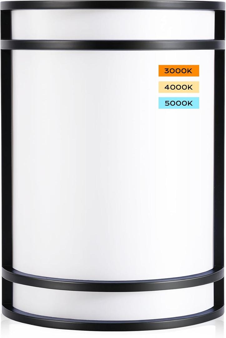 CLOUDY BAY LED 3 Color Wall Sconce, Wall Lighting, 3000K/4000K/5000K Color Temperature Adjustable Wall Mount Light Fixture, 15W 120V Dimmable CRI 90+ LED Wall Light, Black