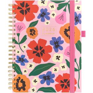 And Per Se 2026 Planner with Pattern, A4 Size-Daily, Weekly & 18-Monthly Planner, Daily Schedule, Monthly Tabs, 100 GSM Thick Paper(Elegant Florals) (Flower03)