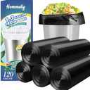 1.3 Gallon 120 pcs (1.2-1.3 Gal) Small Black Trash Bags, Strong 1.2 Gallon 1.3 Gallon Garbage Bags, Bathroom Trash Can Bin Liners,Mini Bags Waste Basket Liner,Fit 5-6 Liter, 1-1.3 Gal-Black-120