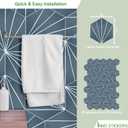 45-Sheet Peel and Stick Backsplash Tile Sticker, 6" x 7" Blue Art Deco Hexagon Flower Vintage Self-Adhesive Wall Tile for Kitchen Bathroom Shower Living Room, Covers 10 Sq. Ft.