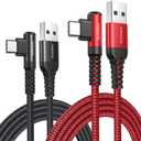 AINOPE USB C Cord 3.1A Fast Charge, [2-Pack, 6.6ft] Type C Charging Cable Right Angle, Resistant Nylon Braided USB-A to USB-C Charge Compatible Galaxy S10 S9 S8 Plus S21, V30,V20,G6, Type C Charger