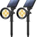 Nekteck Solar Lights, 2-in-1 Solar Spot Lights Outdoor, Waterproof Solar Powered Landscape Spotlights, Bright and Dark Sensing, Auto On/Off for Yard, Pathway, Garden, Driveway (2 Pack, Warm White)