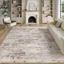 Cochyean Area Rugs 4x6 - Washable Rug for Living Room, Ultra-Thin Abstract Rug, Indoor Non-Slip Rug for Bedroom, Stain Resistant Large Area Rug, Super Soft Low Pile Rugs, Brown