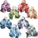 Xtinmee 4Pcs Lightweight Summer Scarfs for Women Ultra Thin Scarves Floral Pattern Dressy Scarf Lotus Print Long Chiffon Georgette Thin Shawl Scarves Women Holiday Gifts Present Head Neck Hair Wrap