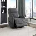 Lexicon Power Lift Recliner with Heat and Massage for Adults Elderly Ergonomic, Textured Microfiber Tufted Lounge Chair Classic Single Sofa Recliner with Side Pockets, Home Theater Seating, Dark Gray, 32 inches x 39 inches x 42 inches