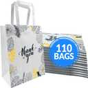 Reli. Paper Bags | 110 Pcs Bulk | 8"x4.5"x10.25" | Paper Thank You Bags | White Handles | Printed Small Thank You Giftbag for Guests | Gifts, Wedding, Merchandise, Business