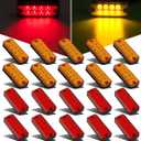 Partsam 20Pcs 4 Inch Led Rectangular Side Marker Clearance Lights, 8 LED Running Lights for Trailer Truck RV Camper Motorhome Car Truck, 12V (10 Amber + 10 Red)