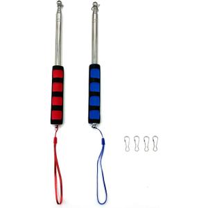 Telescopic Handheld Flagpole5ft Extendable Stainless Steel Staff with Anti-Slip Grip, Banner Clips for Tour Guides, Teachers (2Pack)
