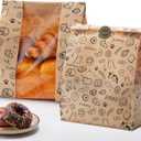 24PCS Paper Bread Bags for Homemade Bread and Sourdough, Clear Window Bakery Bags for Storage and Gifting, 50% Thicker Kraft Material, Includes Sealing Stickers