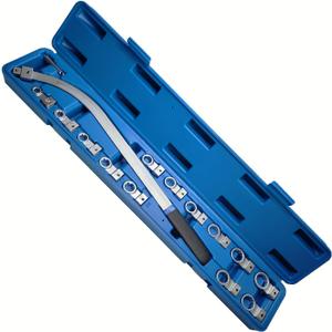 15PCS Universal Serpentine Belt Tensioner Tool Kit - 12-Point 12-19mm (0.47"-0.74") Wrench Set for Timing Belt Pulley Removal, Engine Nut Bolt Screw Remover