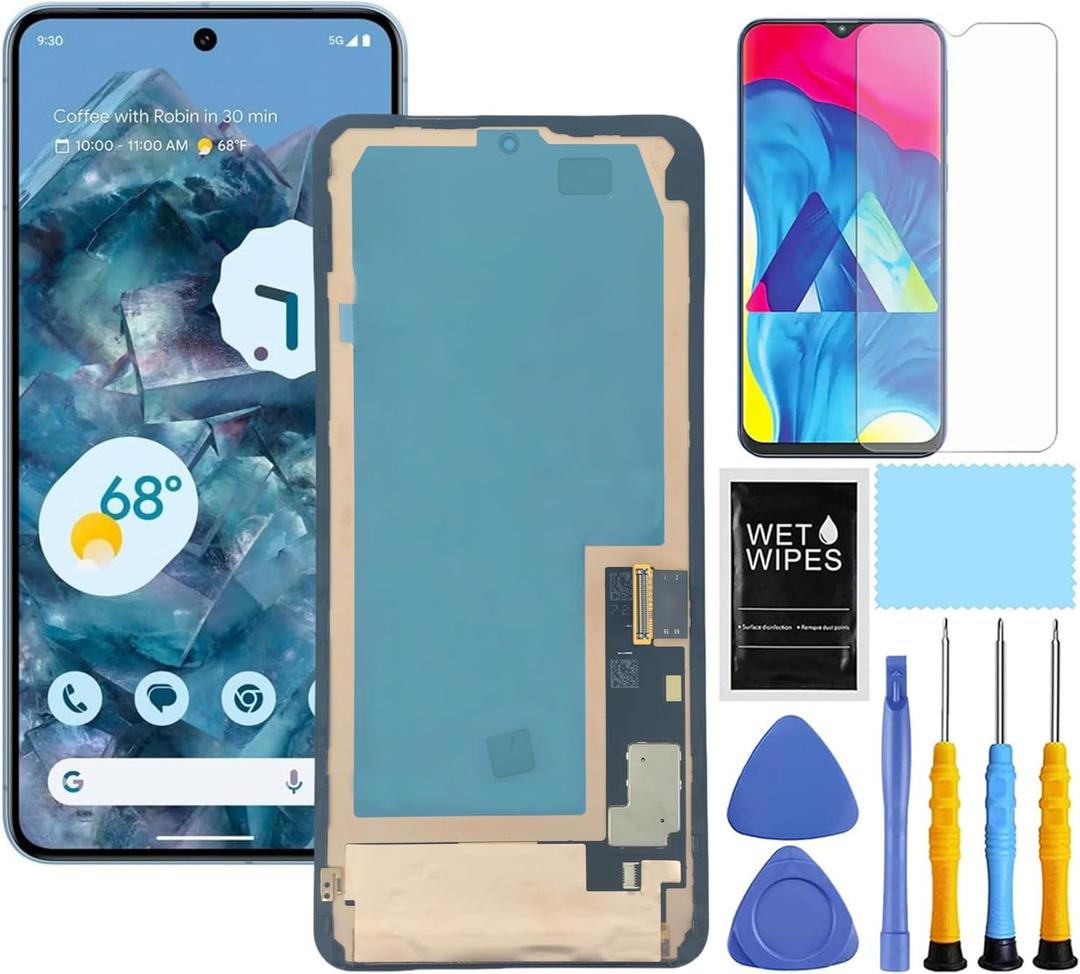 Amoled for Google Pixel 8 Pro Screen Replacement with Frame for Pixel 8 Pro Screen Replacement GC3VE G1MNW LCD Display digitizer Touch Screen Assembly with Repair Part Tools (Black)