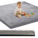 Baby Play Mat for Floor,1.3" Thick Foam 50x50 Play Crawling Mat with Removable Washable Cover,Non Slip Soft Velvet Nursery Rug for Toddlers,Infants,Kids Yoga Mat,Tatami Mat,Gray (Grey)