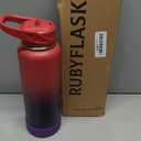 RUBYFLASK 40oz Insulated Water Bottle with Straw, Stainless Steel Metal Vacuum Water Flask, Large Thermal Water bottle with Leakproof 3 Lids for Travel, Camping, Gym Sports Dark Rainbow