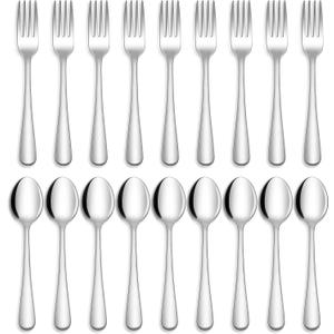 Hiware 24-piece Forks and Spoons Silverware Set, Food Grade Stainless Steel Flatware Cutlery Set for Home, Kitchen and Restaurant, Mirror Polished, Dishwasher Safe