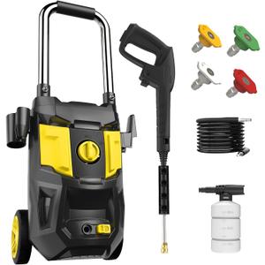 Electric Pressure Washer, 5000PSI 3.0GPM Power Washer Electric Powered with 20FT Hose, Foam Cannon, High Pressure Cleaner Machine for Cars, Patios, Driveways, Fences, Yellow
