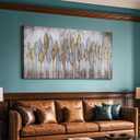 Acocifi Beige Neutral Canvas Wall Art Living Room, Abstract Leaf Gold Textured Painting, Modern Minimalist Picture Artwork Framed for Bedroom Dining Room Office Home Extra Large Decor 58"x29"