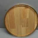 16 Inch Rustic Lazy Susan Turntable Solid Oak & Iron Wood Rotating Tray for Dining Table, Kitchen Counter, Coffee Table Farmhouse Style Large Wooden Lazy Susan Organizer for Home Dcor