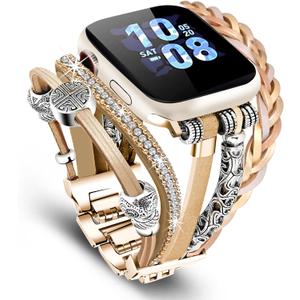 Compatible With Apple Watch 44mm Women, Boho Bracelets for Apple Watch Band 46mm 45mm 49mm, Jewelry Multilayer Wrap Leather Strap for iWatch Series Ultra3 11 10 9 8 7 6 5 4 3 2 1 SE