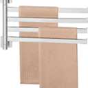 Alise Swivel Towel Bars, 4-Arm Towel Rack, Storage Space Saving Wall Mount Drying Towel Holder, Swing Out Hand Towel Holder for Bathroom Kitchen Toilet, Square SUS304 Stainless Steel, Brushed Nickel