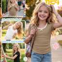 Custoneei 3 Pack Girls Short Sleeve Tees, 3-Color, 7-8 Years