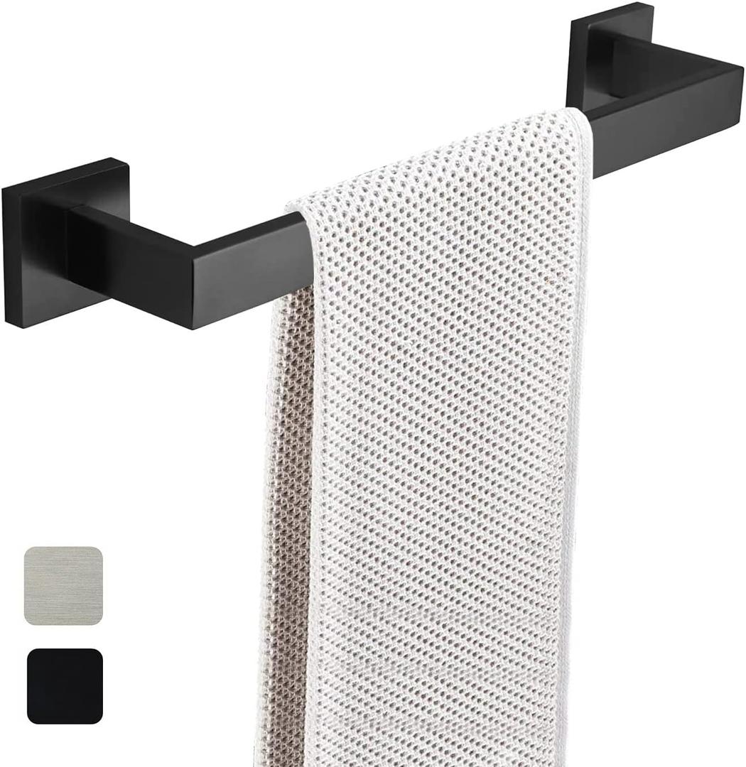BANOLUX Towel Rack, 16-Inch Single Towel Bars for Bathroom, Towel Racks for Bathroom Wall Mounted SUS304 Stainless Steel Hand Towel Holder Organize Heavy Duty, Matte Black Towel Bar
