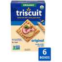 Triscuit Organic Original Whole Grain Wheat Crackers, Organic Crackers, Vegan Snacks, Bulk Lunch Snacks, 6 - 7 oz Boxes (EXP 07/26/26)