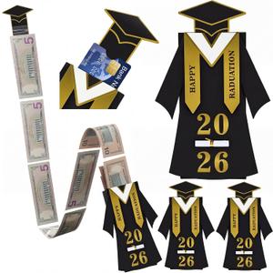 Motiskyy 3 Pcs 2026 2in1 Graduation Gift Card Holder and Money Holder Congrats Grad Money Pull Box DIY Card for College Middle School High School Party Supplies Class Funny Gift (Gold)