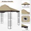 Replacement Gazebo Canopy, 10 x 12 FT Durable Outdoor Roof Cover Fits Regency II Patio Gazebo L-GZ798PST, A101004104, A101004105 (Khaki)