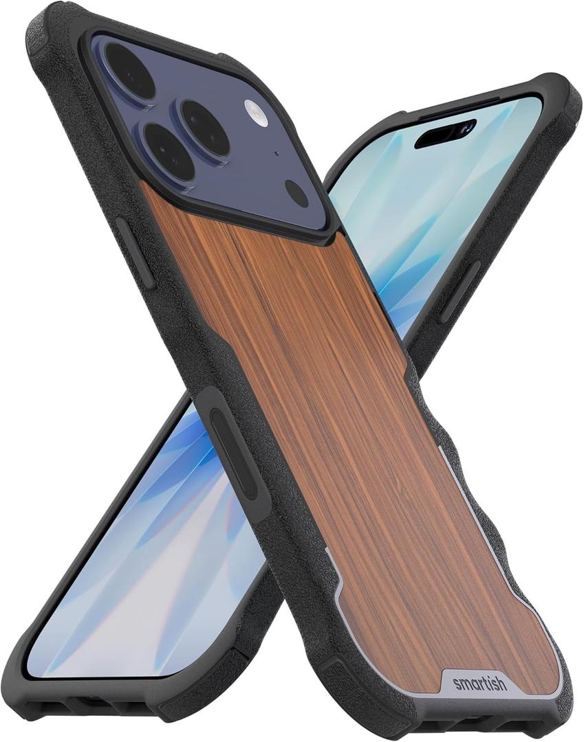 Smartish iPhone 17 Pro MagSafe Case - Gripzilla Protective Magnetic Case for Men [Rugged + Tough] Military Grade Heavy Duty Grip Armor - Drop Tested for iPhone 17 Pro - Walnut Woods