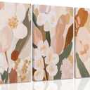 YUFEIART 3 Piece Abstract Floral Canvas Wall Art Boho Flower Wall Art Botanical Pictures Wall Decor Neutral Art Prints for Bedroom Living Room Home Office 16"x24"