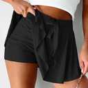 EARKOHA Women's Mini Skort Casual Tennis Skirt High Waisted Flowy Athletic Mini Skirt with Shorts (Black, L)