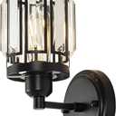Larootsi 1 Light Crystal Wall Sconce Lighting with Black Finish, Modern Wall Light Fixture Living Room Bed Room, Over Mirror Vanity Light Bathroom Dressroom E26