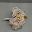 9 Inch Wedding Bouquet for Bride Bridesmaid Champagne Silk Rose Bouquet for Wedding Party Prom Decoration (Champagne2)