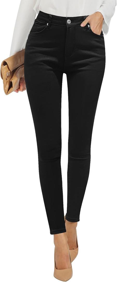 GRAPENT Skinny Jeans for Women High Waist Stretchy Classic High Rise Slimming Jeggings Denim Trousers Pants (Black, L)