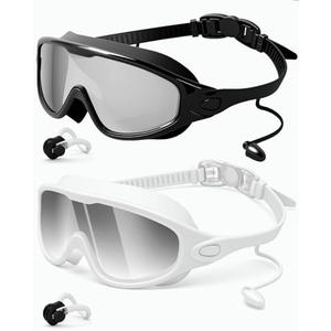 Rantizon Swim Goggles 2 Pack, Wide View Anti Fog&UV Swimming Goggles for Audlt, No Leaking Swim Glasses for Men Women Kids