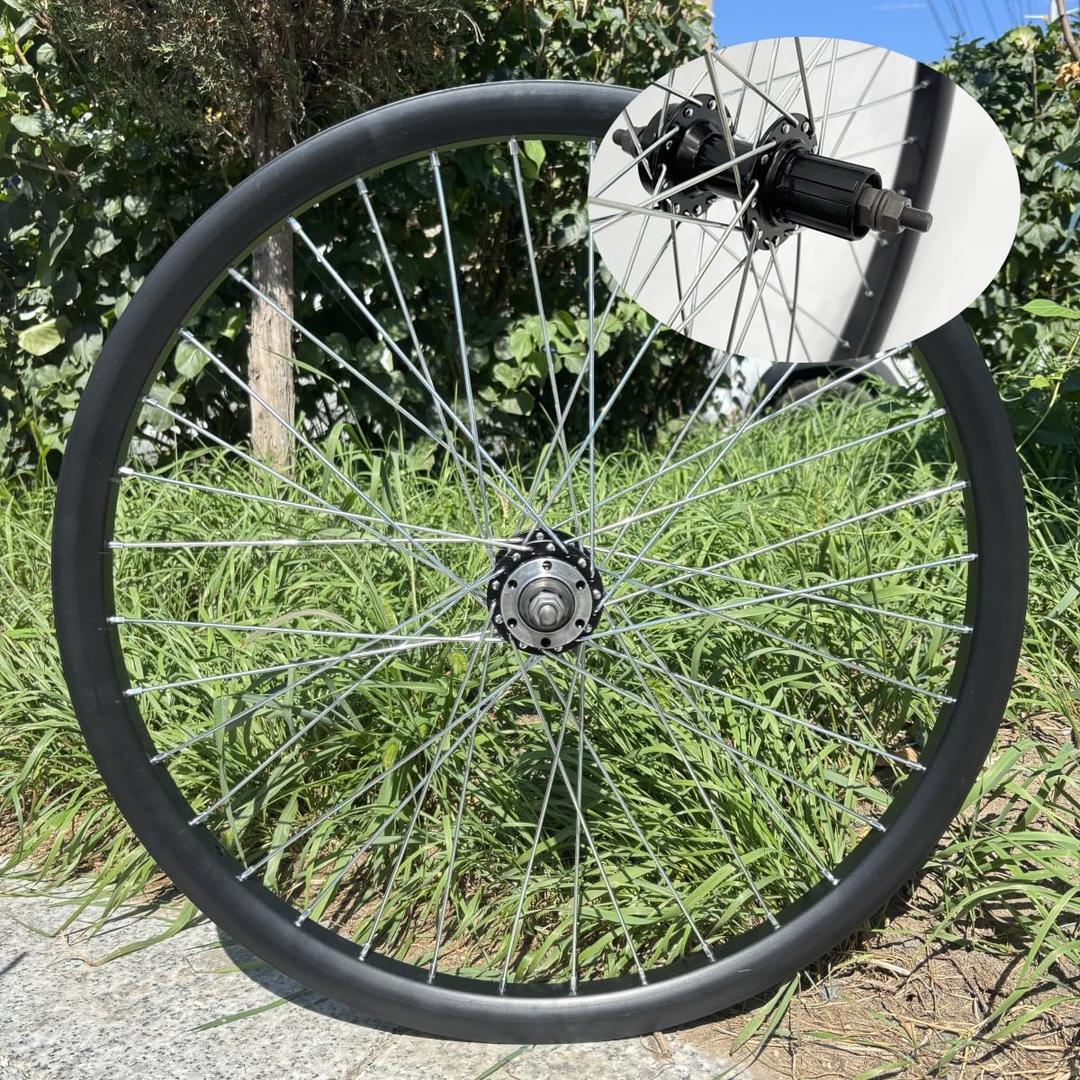 26" Rear Bicycle Wheel Only fit Cassette Freewheel, 26 inch Rear Bike Rim Double Wall Aluminum Wheel Heavy Duty 12G 36 Spokes for MTB/Road/Cruiser Bicycles (Bike Rim Size 22.44“)