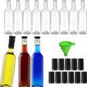 12 Pack 12oz Clear Glass Bottles With T-top Caps & Seal Shrink Capsules, 375ml Empty Wine Bottles with Funnel for Wine, Beverages, Juice & Kombucha