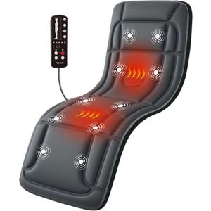 Heycool Full Body Massage Mat with Heat, Vibration Back Massage Pad for Chair, Bed, Sofa, Back Massager, Massage Chair Pad, 10 Vibration Motors& 2 Heating Levels (Blue)