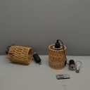 Battery Operated Chandelier, Battery Hanging Pendant Light, Rattan Lights with Warm White Bulb, 4*AA Battery Powered, for Gazebo Pergola Porch Patio Outdoor Indoor Decor (2)