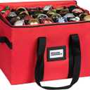 Christmas Ornament Storage Container, Box Stores Up to 96, Adjustable Dividers, Large Organizer Bin to Protect and Store Holiday Dcor (Red)